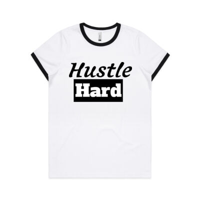 Hustle Hard women’s tee - Womens Ringer Tee Thumbnail